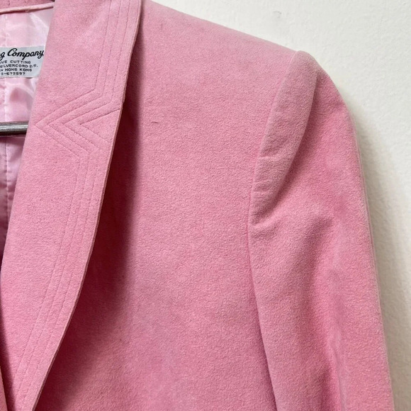 Vintage Women’s Custom Made In Hong Kong Pink Suede Blazer & Skirt Suit Medium - Picture 8 of 16